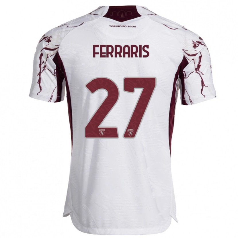 Danxen Męski Lorenzo Ferraris #27 Biały Burgundowy Wyjazdowa Koszulka 2025/26 Koszulki Klubowe