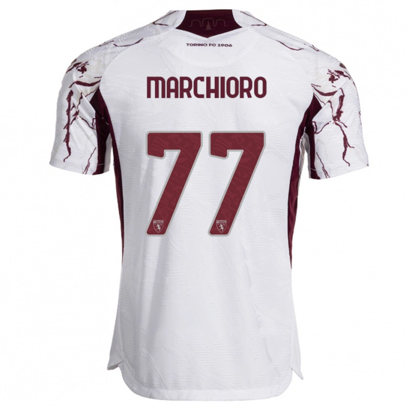 Danxen Męski Raffaele Marchioro #77 Biały Burgundowy Wyjazdowa Koszulka 2025/26 Koszulki Klubowe