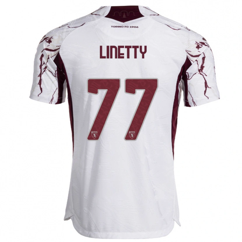 Danxen Męski Karol Linetty #77 Biały Burgundowy Wyjazdowa Koszulka 2025/26 Koszulki Klubowe