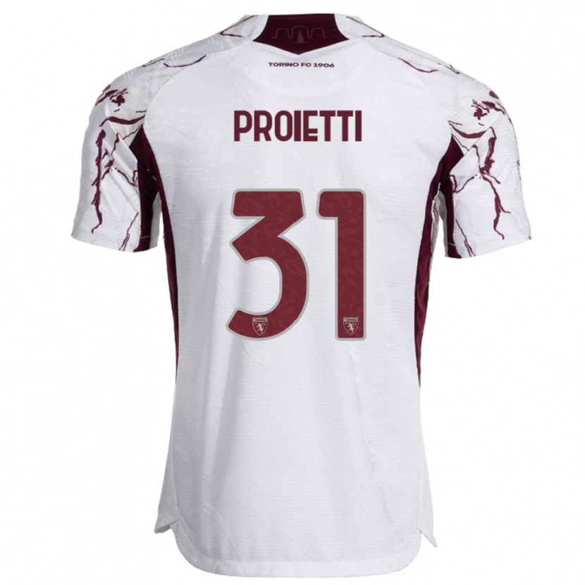 Danxen Męski Riccardo Proietti #31 Biały Burgundowy Wyjazdowa Koszulka 2025/26 Koszulki Klubowe