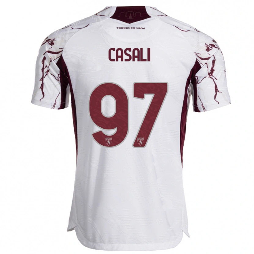 Danxen Męski Michele Casali #97 Biały Burgundowy Wyjazdowa Koszulka 2025/26 Koszulki Klubowe