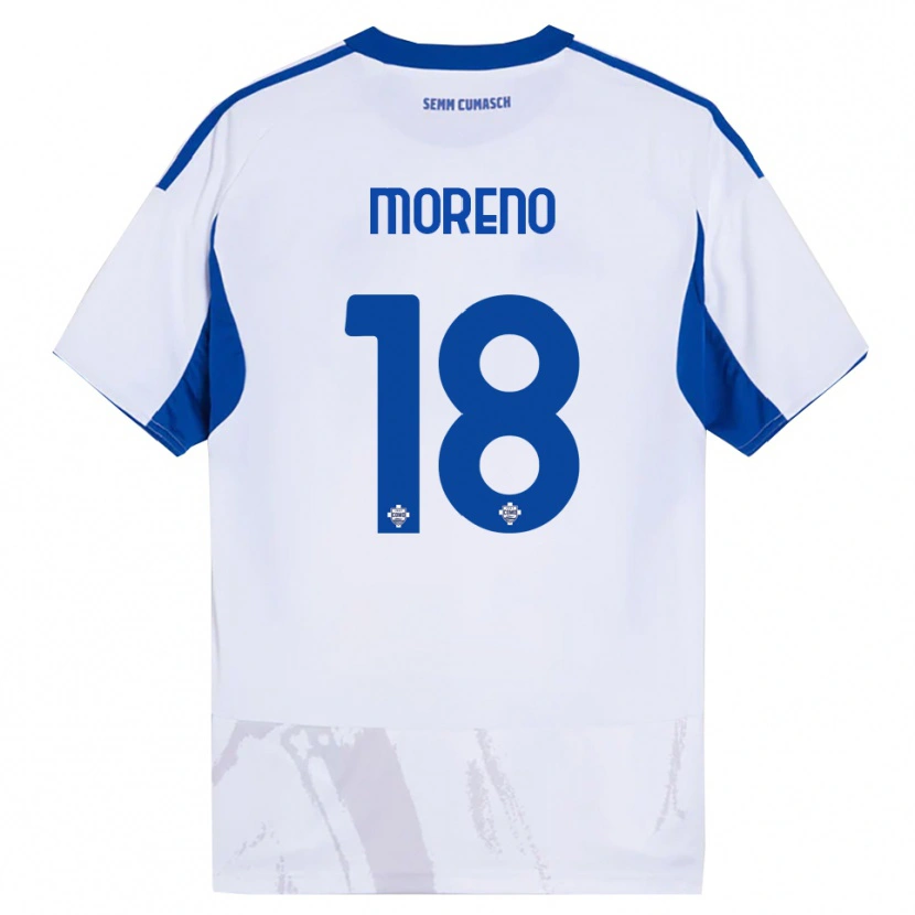 Danxen Męski Alberto Moreno #18 Biały Niebieski Wyjazdowa Koszulka 2025/26 Koszulki Klubowe