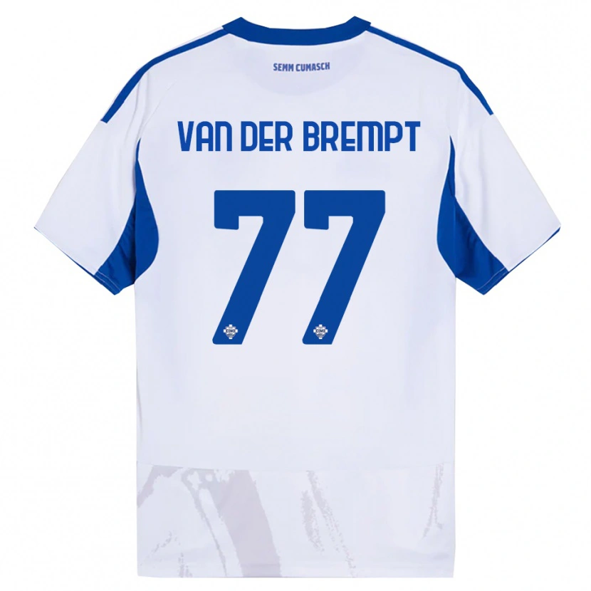Danxen Męski Ignace Van Der Brempt #77 Biały Niebieski Wyjazdowa Koszulka 2025/26 Koszulki Klubowe