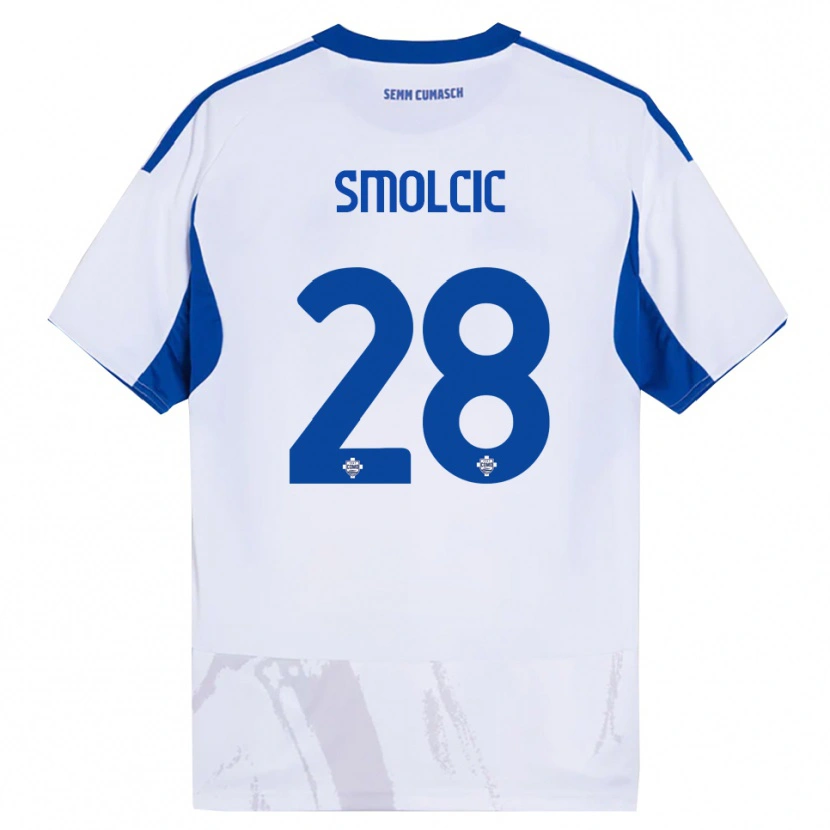 Danxen Męski Ivan Smolcic #28 Biały Niebieski Wyjazdowa Koszulka 2025/26 Koszulki Klubowe