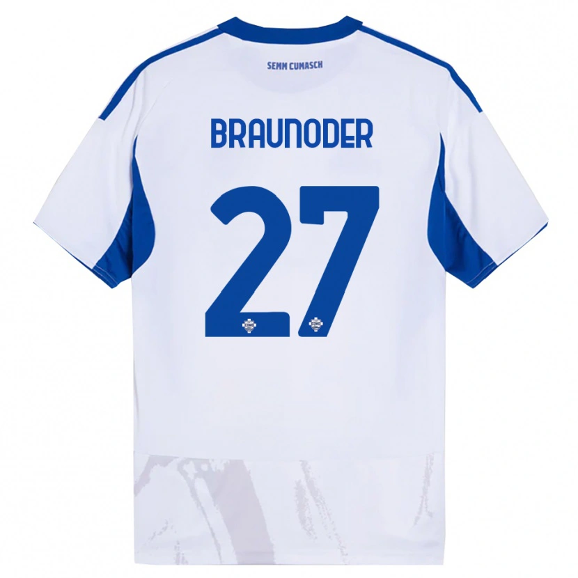 Danxen Męski Matthias Braunöder #27 Biały Niebieski Wyjazdowa Koszulka 2025/26 Koszulki Klubowe