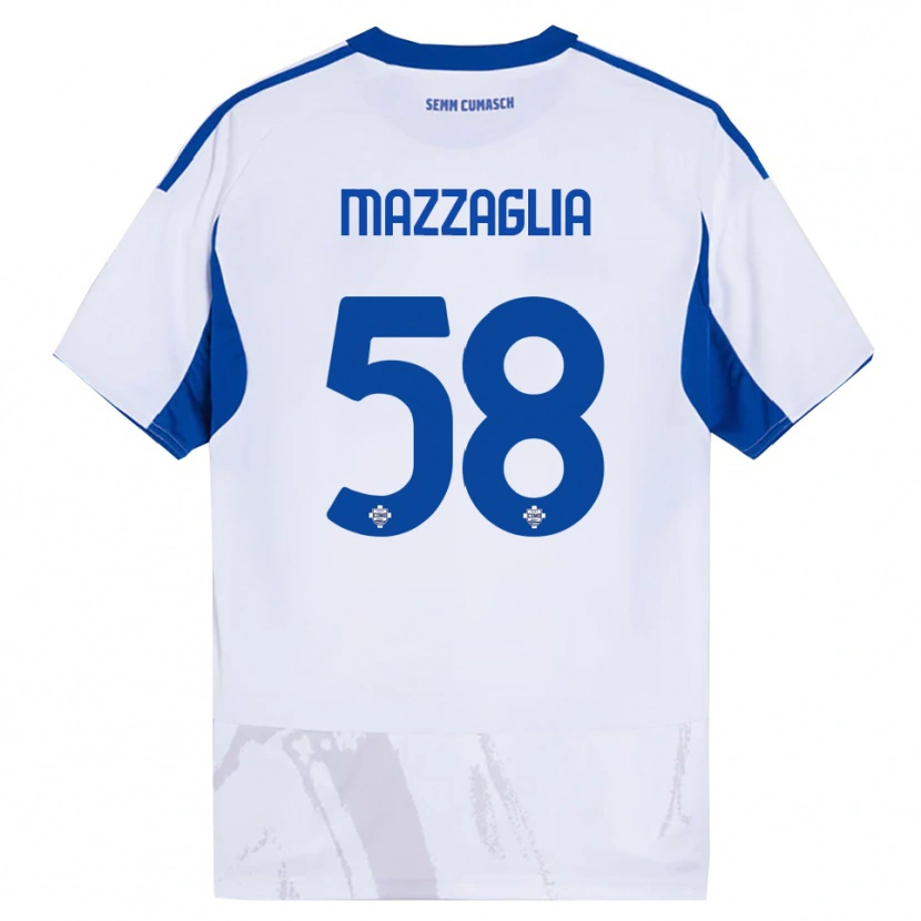 Danxen Męski Giuseppe Mazzaglia #58 Biały Niebieski Wyjazdowa Koszulka 2025/26 Koszulki Klubowe