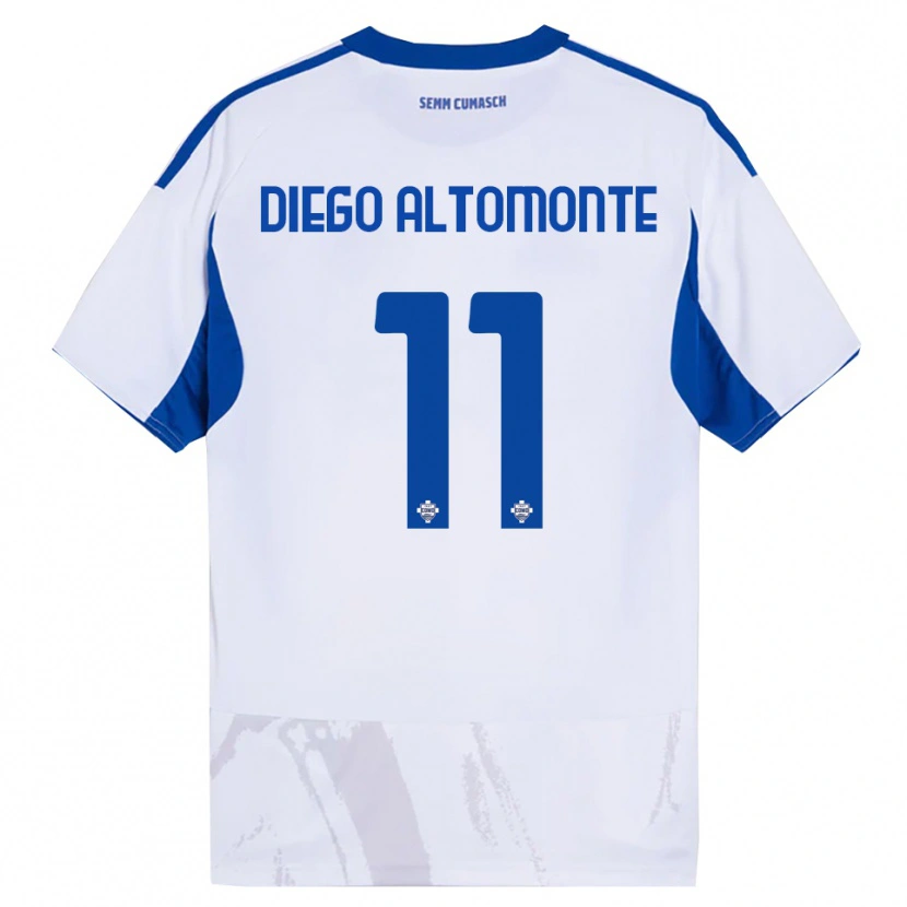 Danxen Męski Thomas Diego Altomonte #11 Biały Niebieski Wyjazdowa Koszulka 2025/26 Koszulki Klubowe
