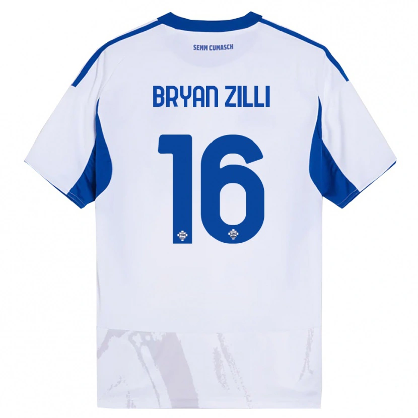 Danxen Męski Rocco Bryan Zilli #16 Biały Niebieski Wyjazdowa Koszulka 2025/26 Koszulki Klubowe