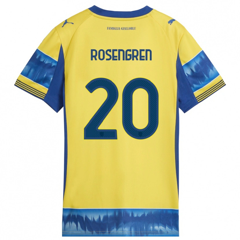 Danxen Męski Lukas Rosengren #20 Żółty Niebieski Wyjazdowa Koszulka 2025/26 Koszulki Klubowe