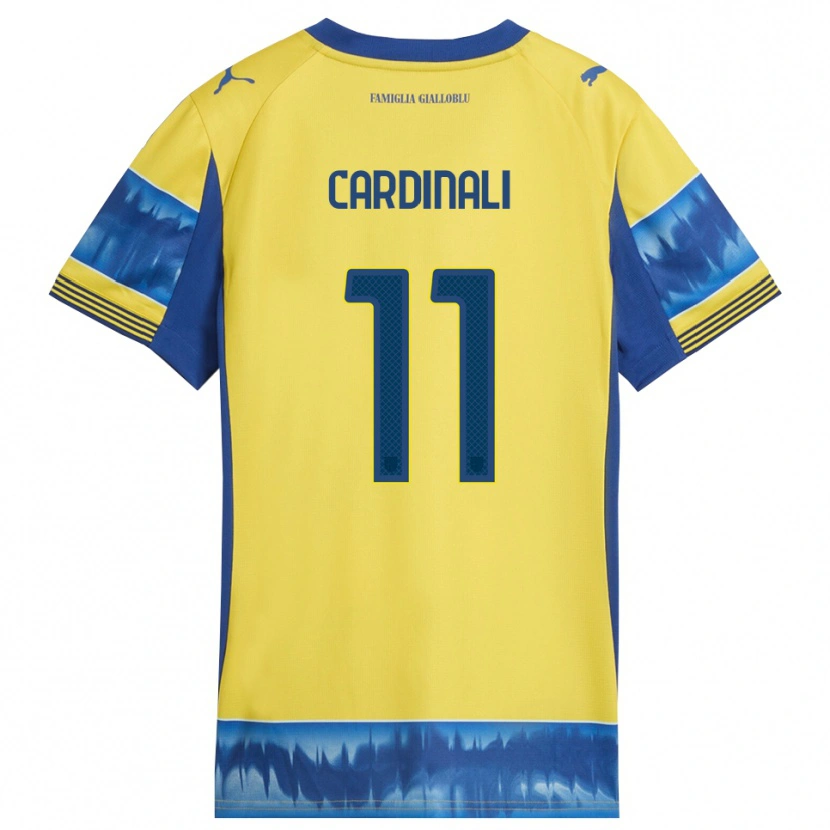 Danxen Męski Alessandro Cardinali #11 Żółty Niebieski Wyjazdowa Koszulka 2025/26 Koszulki Klubowe