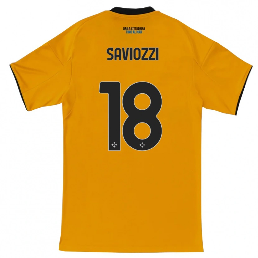 Danxen Męski Mattia Saviozzi #18 Pomarańczowy Niebieski Wyjazdowa Koszulka 2025/26 Koszulki Klubowe