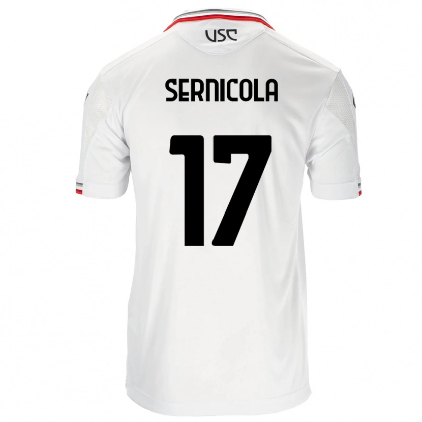 Danxen Męski Leonardo Sernicola #17 Biały Czerwony Wyjazdowa Koszulka 2025/26 Koszulki Klubowe