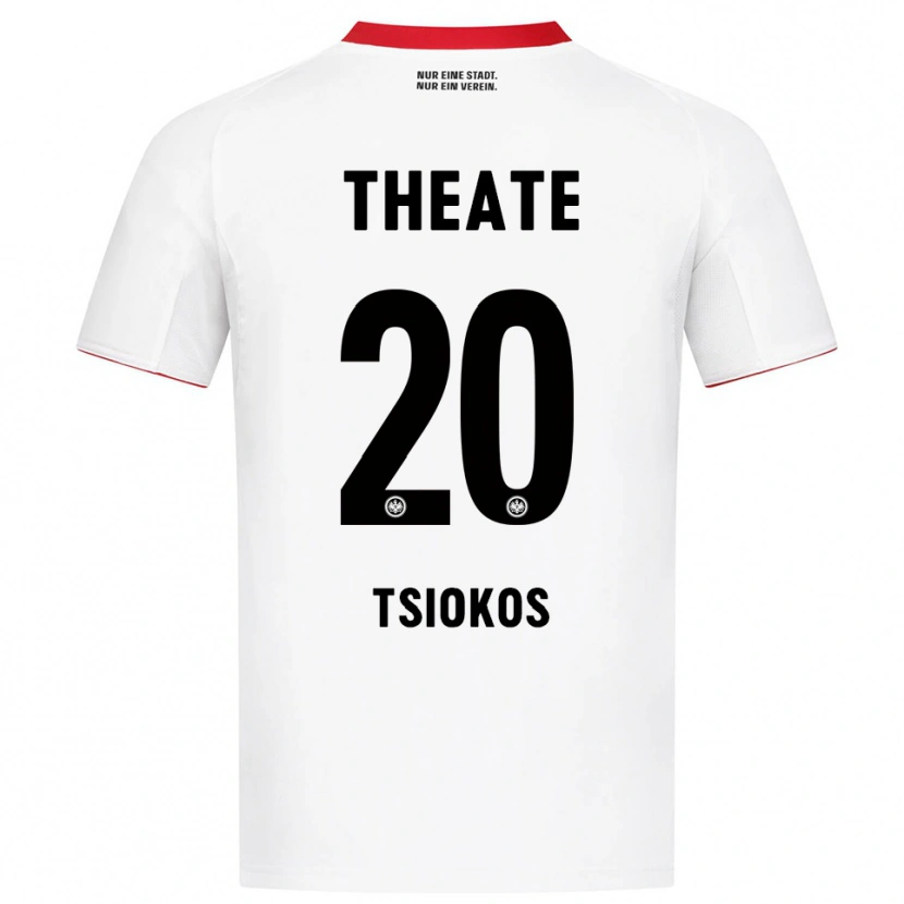 Danxen Męski Leonidas-Ilias Tsiokos #20 Biały Czerwony Wyjazdowa Koszulka 2025/26 Koszulki Klubowe
