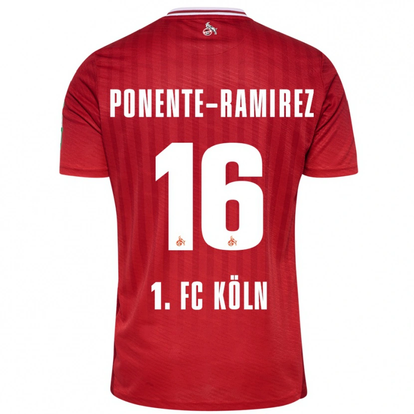 Danxen Męski Jason Ponente-Ramirez #16 Czerwony Biały Wyjazdowa Koszulka 2025/26 Koszulki Klubowe