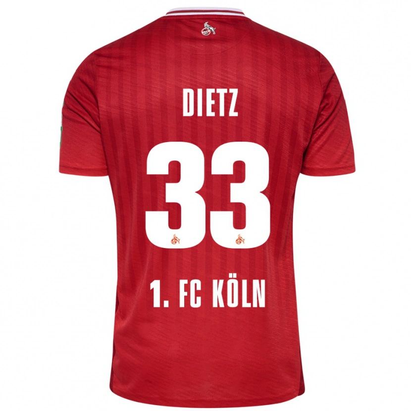 Danxen Męski Florian Dietz #33 Czerwony Biały Wyjazdowa Koszulka 2025/26 Koszulki Klubowe