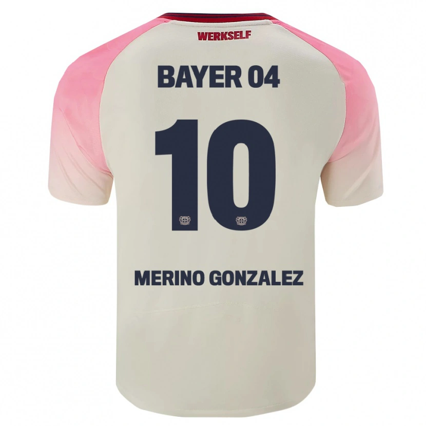 Danxen Męski Estrella Merino Gonzalez #10 Różowy Złamana Biel Wyjazdowa Koszulka 2025/26 Koszulki Klubowe