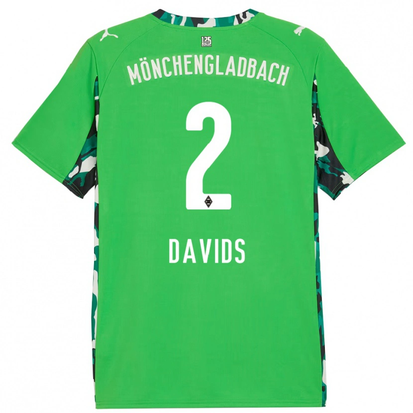 Danxen Męski Leander Davids #2 Zielony Czarny Wyjazdowa Koszulka 2025/26 Koszulki Klubowe