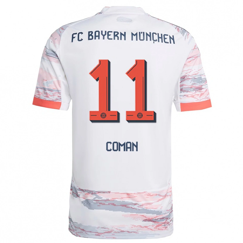 Danxen Męski Kingsley Coman #11 Biały Szary Wyjazdowa Koszulka 2025/26 Koszulki Klubowe