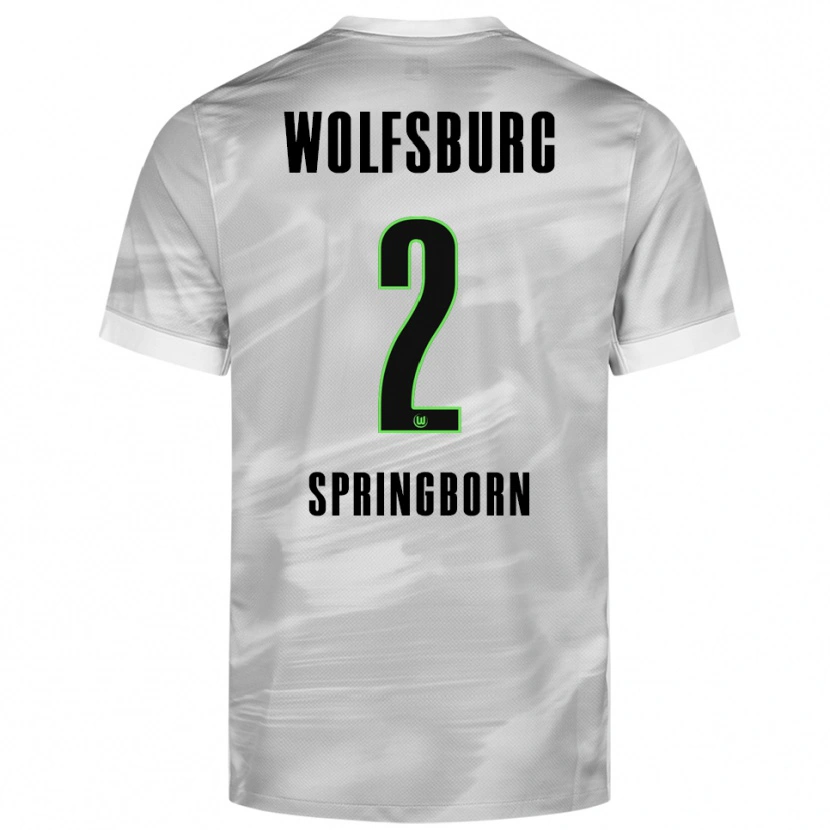 Danxen Męski Noah Springborn #2 Szary Biały Wyjazdowa Koszulka 2025/26 Koszulki Klubowe