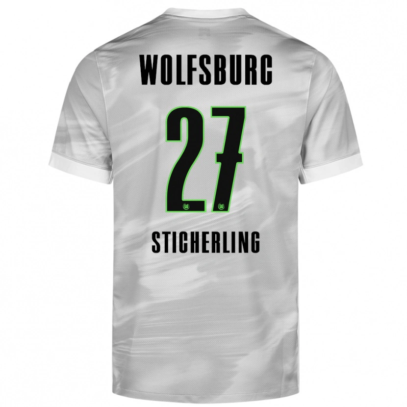 Danxen Męski Carl-Anton Sticherling #27 Szary Biały Wyjazdowa Koszulka 2025/26 Koszulki Klubowe