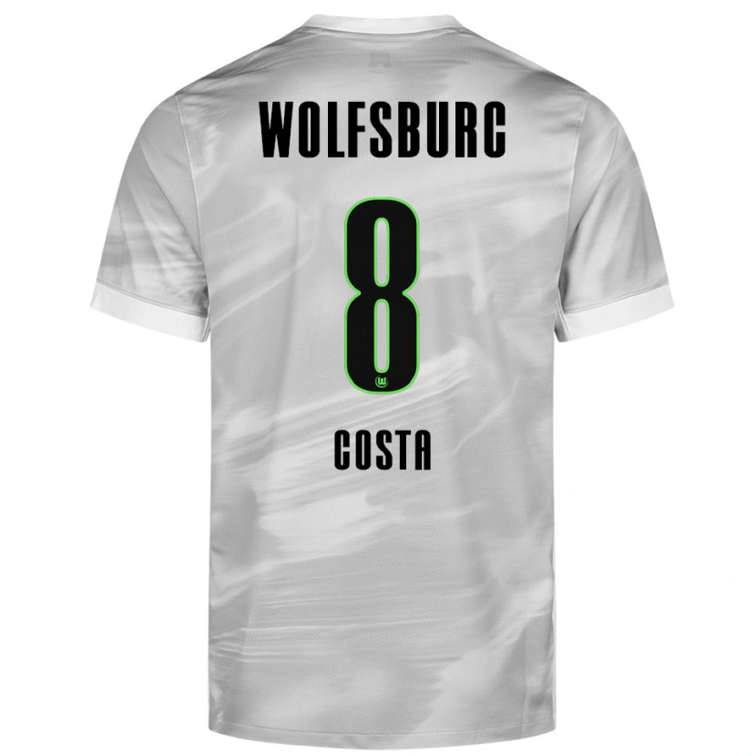 Danxen Męski Jesse Costa #8 Szary Biały Wyjazdowa Koszulka 2025/26 Koszulki Klubowe