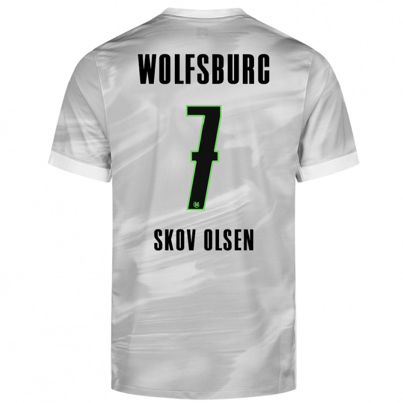 Danxen Męski Andreas Skov Olsen #7 Szary Biały Wyjazdowa Koszulka 2025/26 Koszulki Klubowe