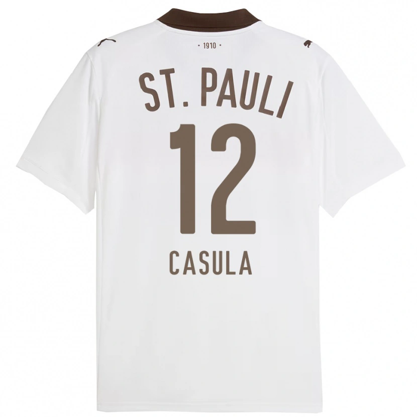 Danxen Męski David Casula #12 Biały Czerwony Wyjazdowa Koszulka 2025/26 Koszulki Klubowe