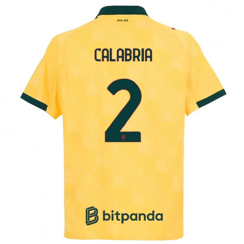 Danxen Męski Davide Calabria #2 Żółty Czarny Trzeci Komplet Koszulka 2025/26 Koszulki Klubowe