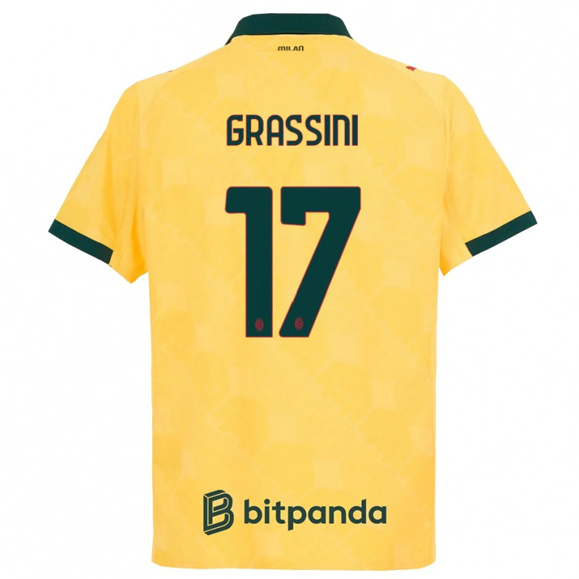 Danxen Męski Riccardo Grassini #17 Żółty Czarny Trzeci Komplet Koszulka 2025/26 Koszulki Klubowe