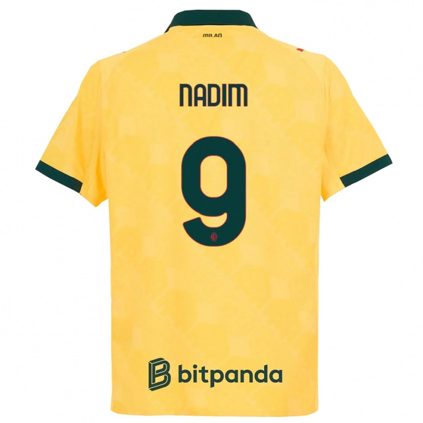 Danxen Męski Nadia Nadim #9 Żółty Czarny Trzeci Komplet Koszulka 2025/26 Koszulki Klubowe