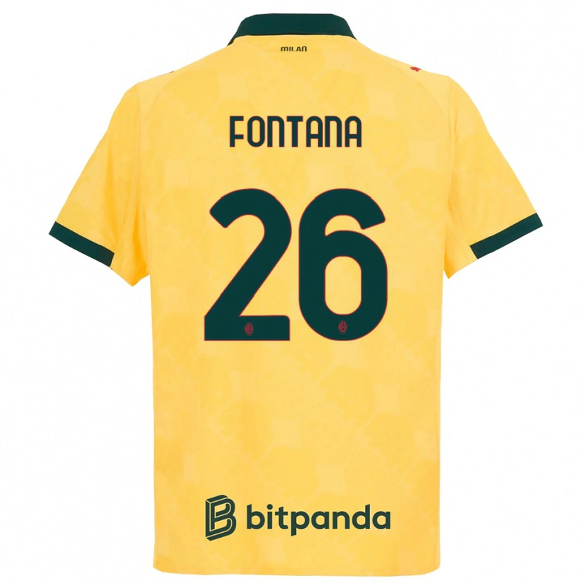 Danxen Męski Francesco Fontana #26 Żółty Czarny Trzeci Komplet Koszulka 2025/26 Koszulki Klubowe