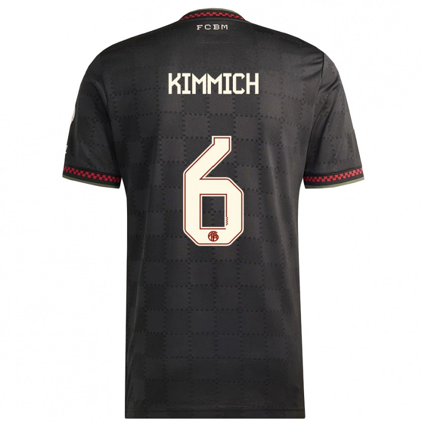 Danxen Męski Joshua Kimmich #6 Czarny Biały Trzeci Komplet Koszulka 2025/26 Koszulki Klubowe