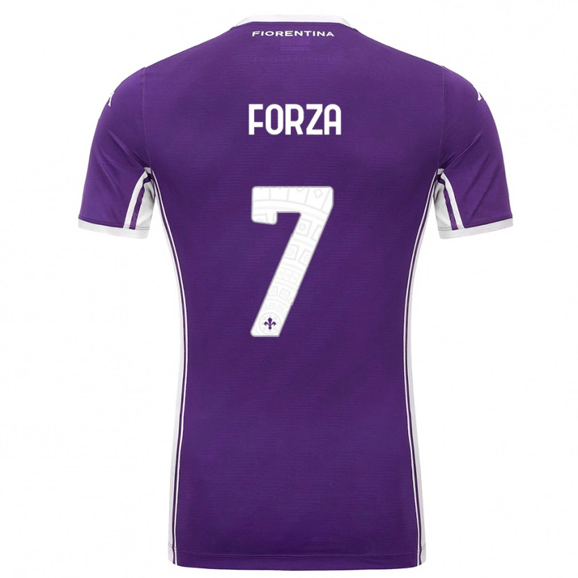 Danxen Kobiety Francesco Forza #7 Fioletowy Biały Domowa Koszulka 2025/26 Koszulki Klubowe