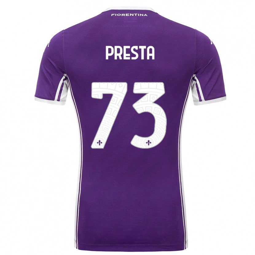 Danxen Kobiety Francesco Presta #73 Fioletowy Biały Domowa Koszulka 2025/26 Koszulki Klubowe