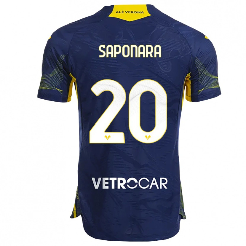 Danxen Kobiety Riccardo Saponara #20 Granatowy Żółty Domowa Koszulka 2025/26 Koszulki Klubowe