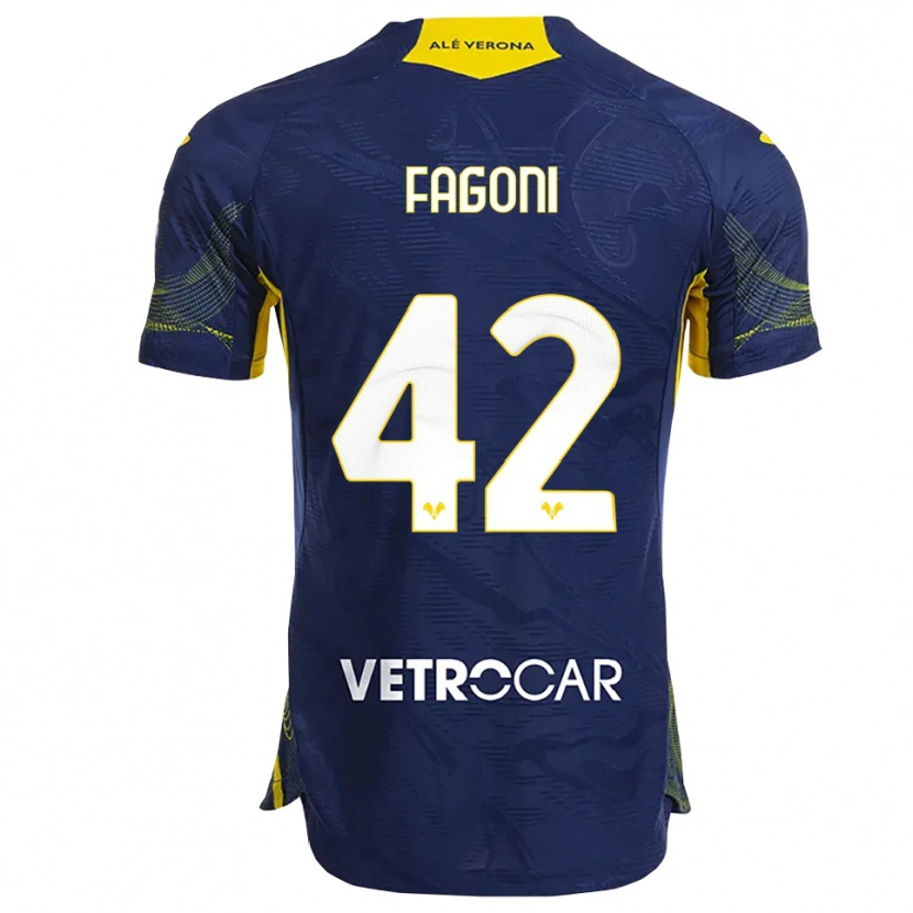 Danxen Kobiety Marco Fagoni #42 Granatowy Żółty Domowa Koszulka 2025/26 Koszulki Klubowe