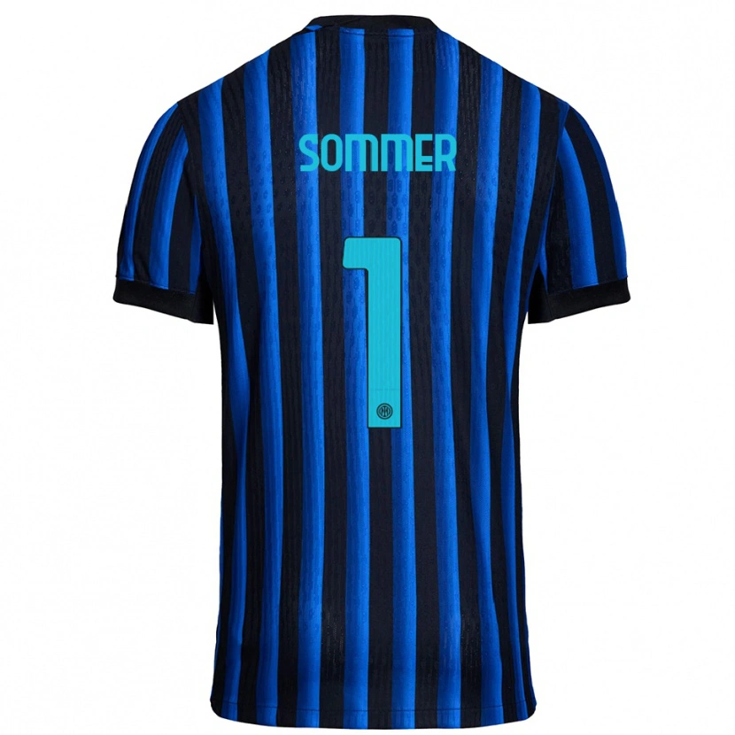 Danxen Kobiety Yann Sommer #1 Czarny Niebieski Domowa Koszulka 2025/26 Koszulki Klubowe