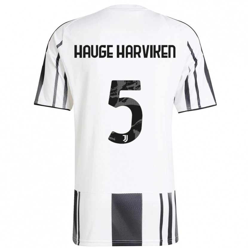 Danxen Kobiety Mathilde Hauge Harviken #5 Biały Czarny Domowa Koszulka 2025/26 Koszulki Klubowe
