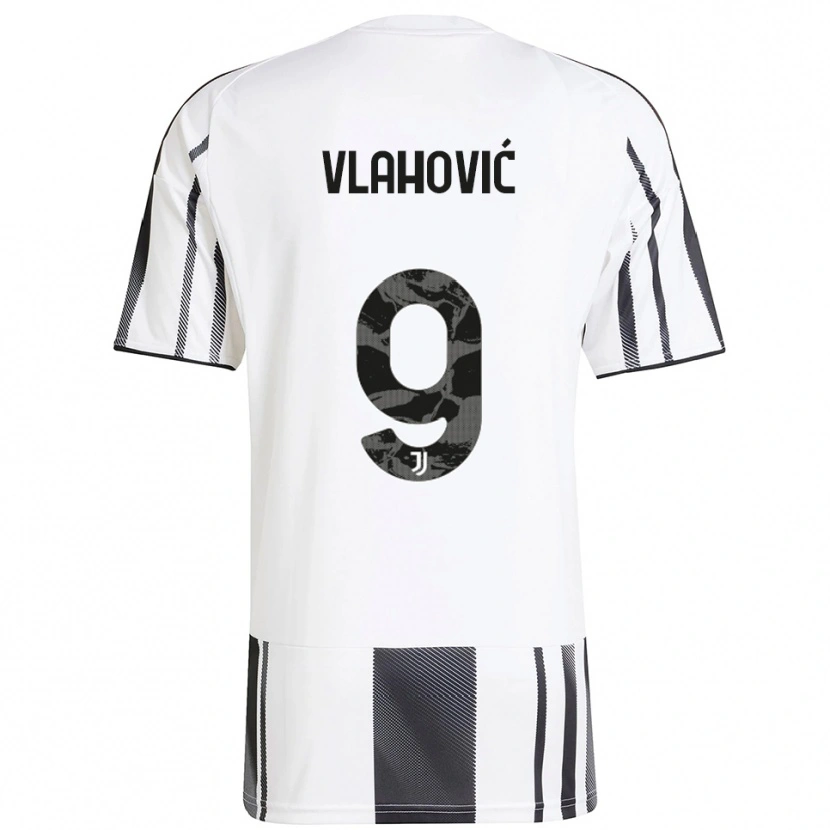 Danxen Kobiety Dušan Vlahović #9 Biały Czarny Domowa Koszulka 2025/26 Koszulki Klubowe