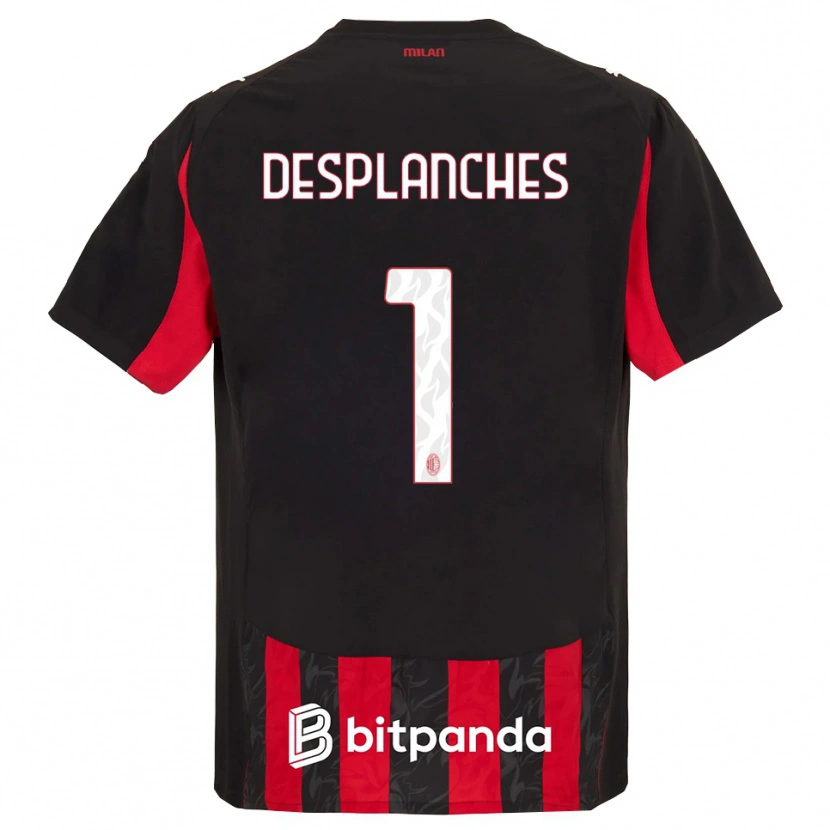 Danxen Kobiety Sebastiano Desplanches #1 Czerwony Czarny Domowa Koszulka 2025/26 Koszulki Klubowe