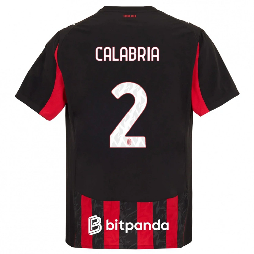 Danxen Kobiety Davide Calabria #2 Czerwony Czarny Domowa Koszulka 2025/26 Koszulki Klubowe