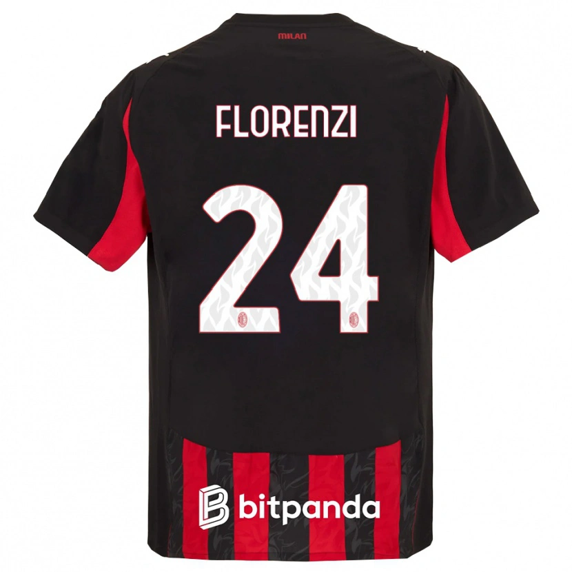 Danxen Kobiety Alessandro Florenzi #24 Czerwony Czarny Domowa Koszulka 2025/26 Koszulki Klubowe
