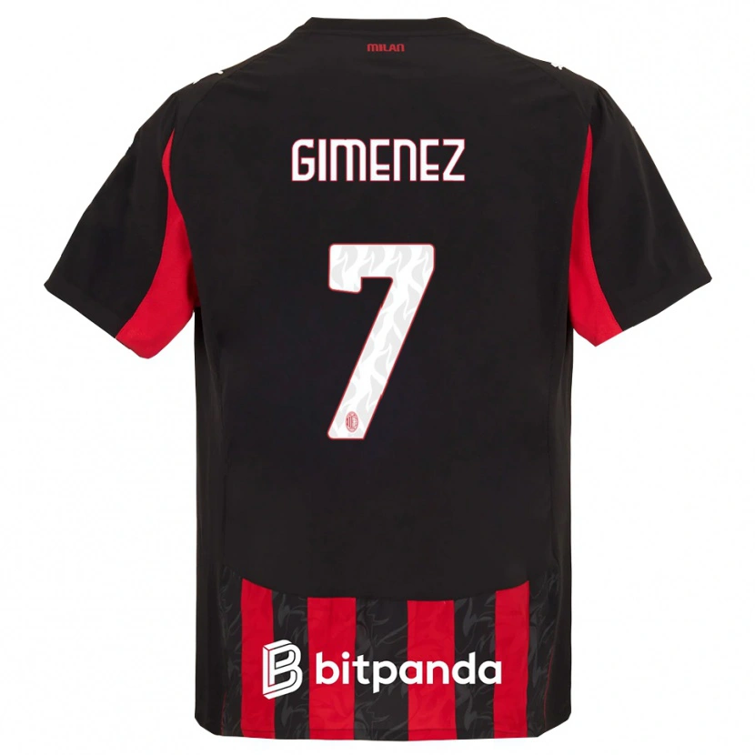 Danxen Kobiety Santiago Gimenez #7 Czerwony Czarny Domowa Koszulka 2025/26 Koszulki Klubowe