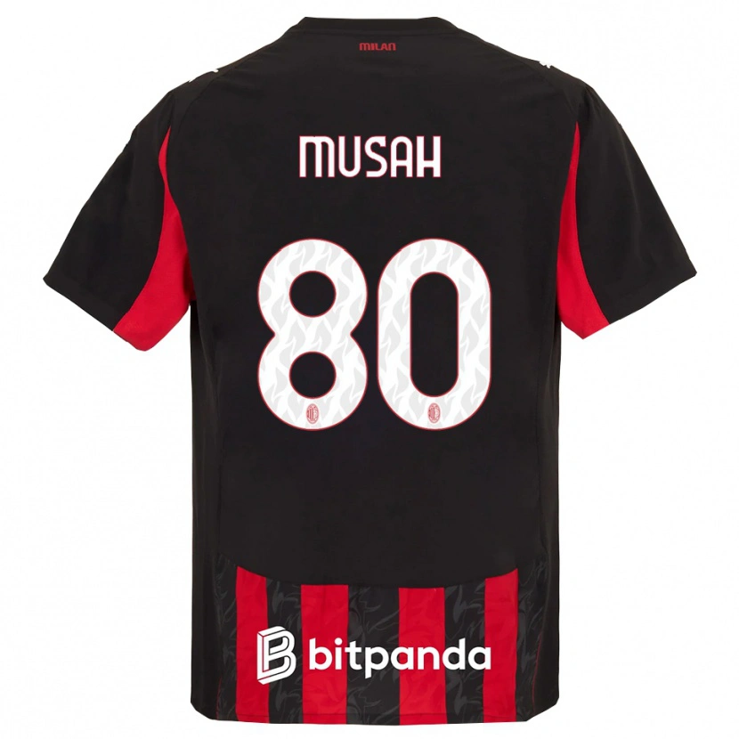 Danxen Kobiety Yunus Musah #80 Czerwony Czarny Domowa Koszulka 2025/26 Koszulki Klubowe