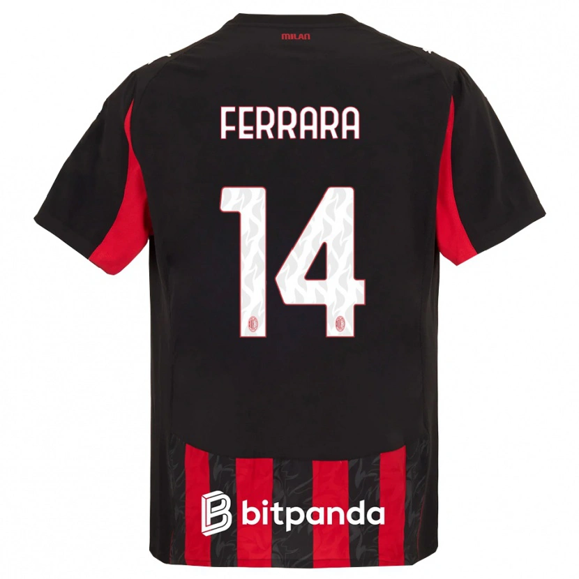 Danxen Kobiety Francesco Ferrara #14 Czerwony Czarny Domowa Koszulka 2025/26 Koszulki Klubowe