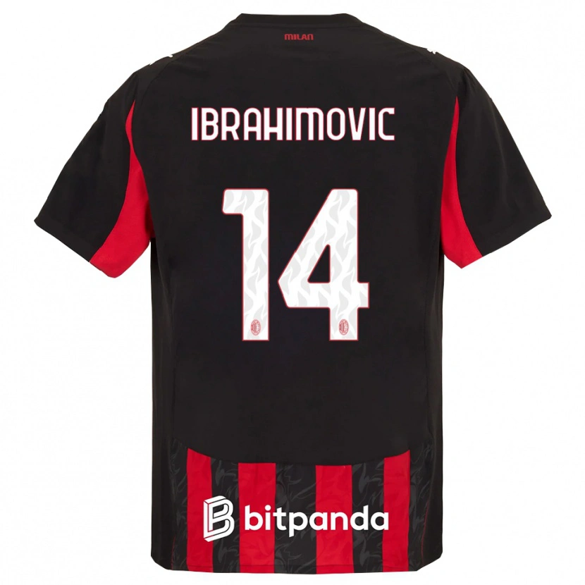 Danxen Kobiety Vincent Ibrahimović #14 Czerwony Czarny Domowa Koszulka 2025/26 Koszulki Klubowe