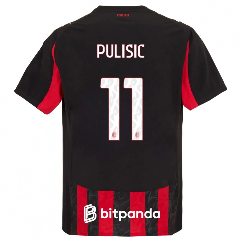Danxen Kobiety Christian Pulisic #11 Czerwony Czarny Domowa Koszulka 2025/26 Koszulki Klubowe