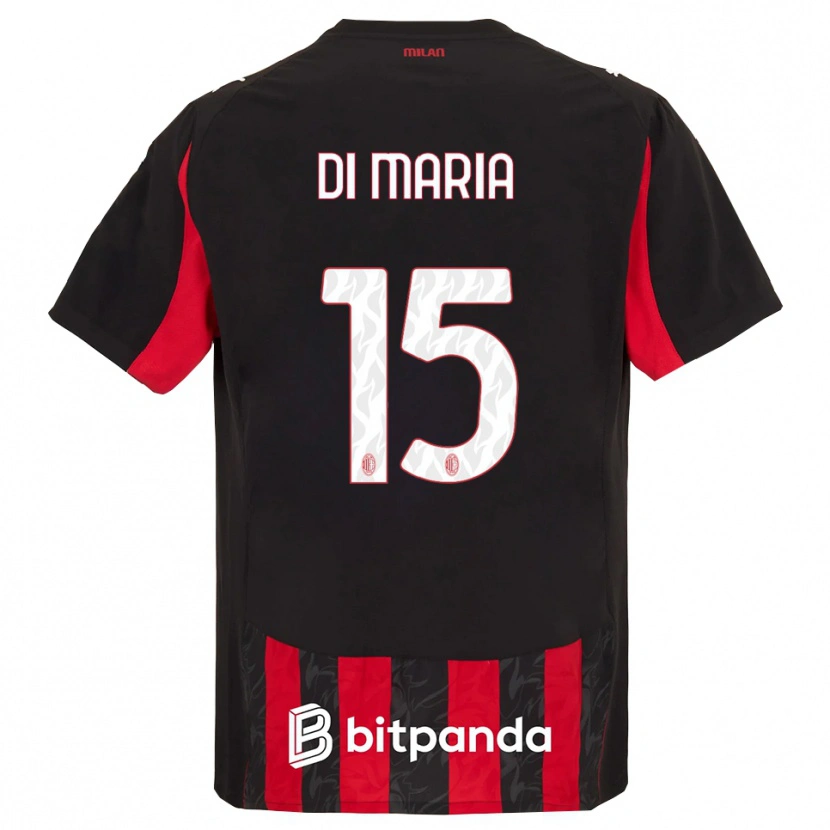 Danxen Kobiety Alessandro Di Maria #15 Czerwony Czarny Domowa Koszulka 2025/26 Koszulki Klubowe