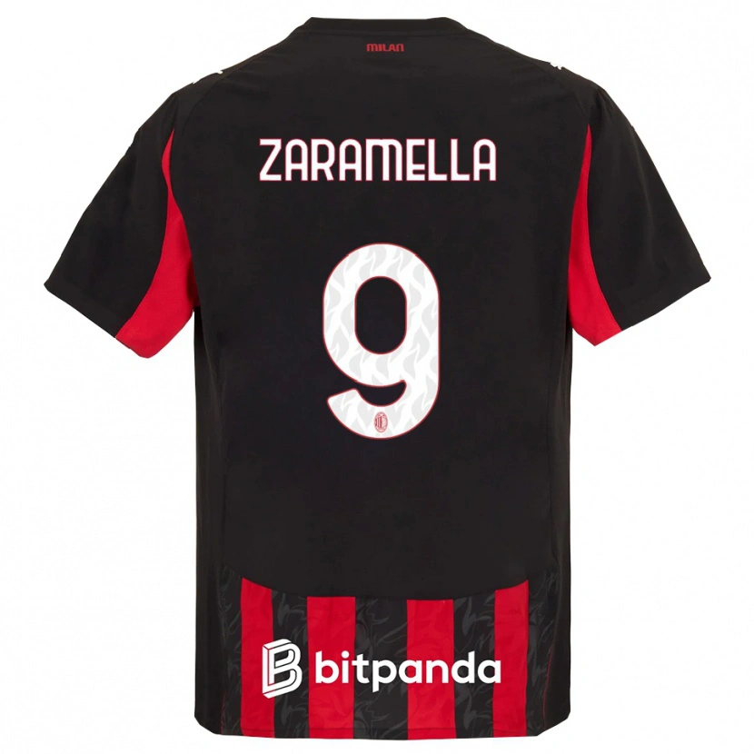 Danxen Kobiety Mattia Zaramella #9 Czerwony Czarny Domowa Koszulka 2025/26 Koszulki Klubowe