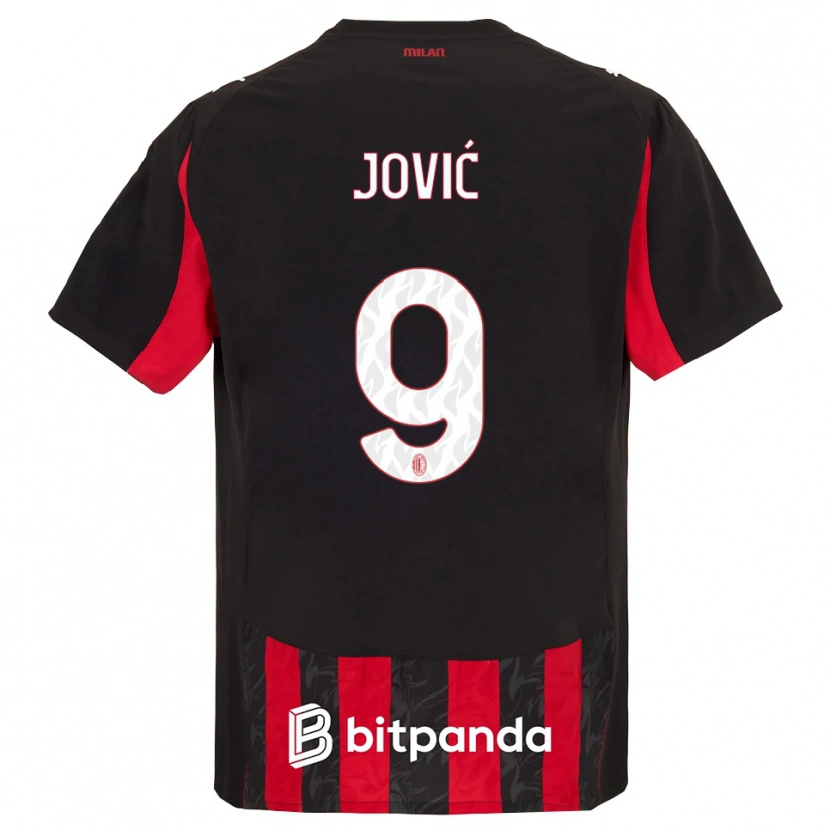 Danxen Kobiety Luka Jovic #9 Czerwony Czarny Domowa Koszulka 2025/26 Koszulki Klubowe